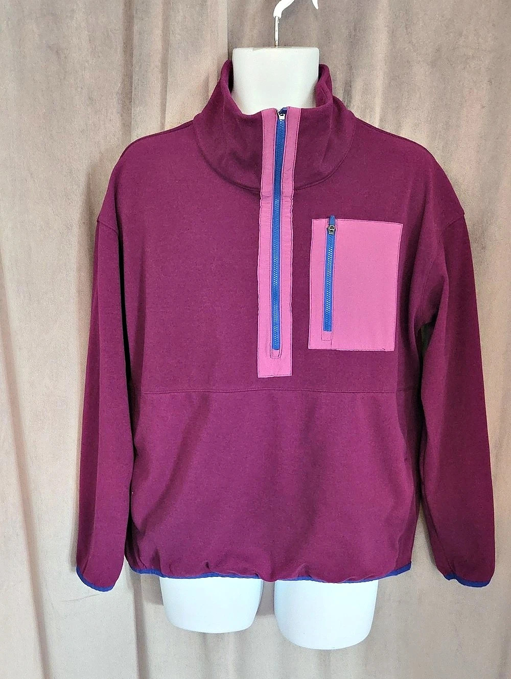 Reitmans Fleece Mockneck Half Zip Purple Pullover Ptp 23"